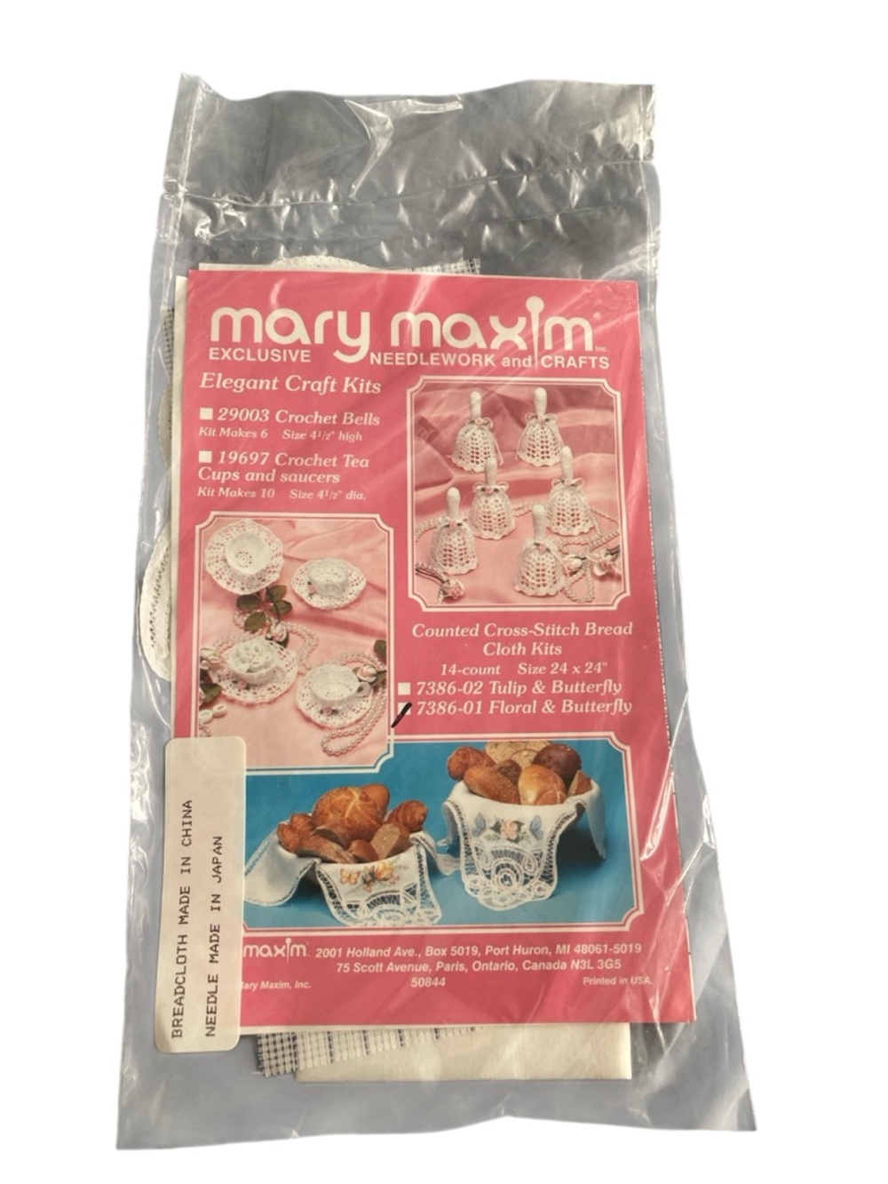 Mary Maxim Needlework Counted Cross Stitch Bread Cloth Kit, Floral and Butterfly